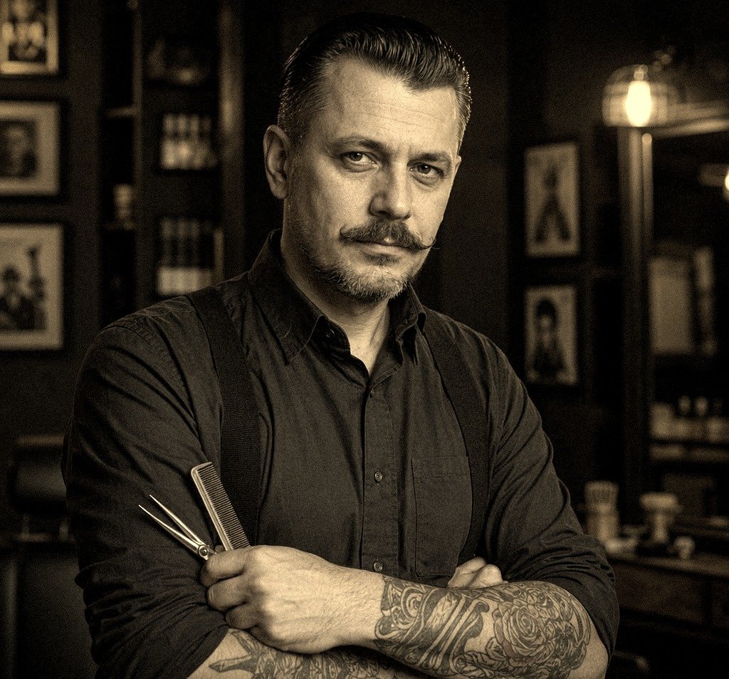 Portrait of barber Dimitri Kovalenko